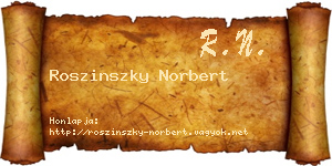 Roszinszky Norbert névjegykártya